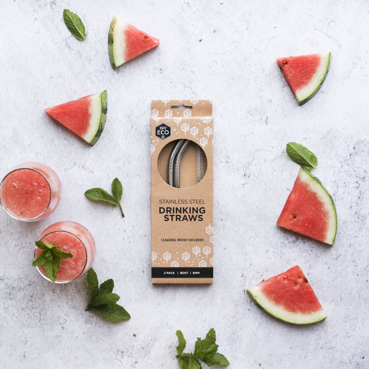 Stainless Steel Drinking Straws 2PK: Bent