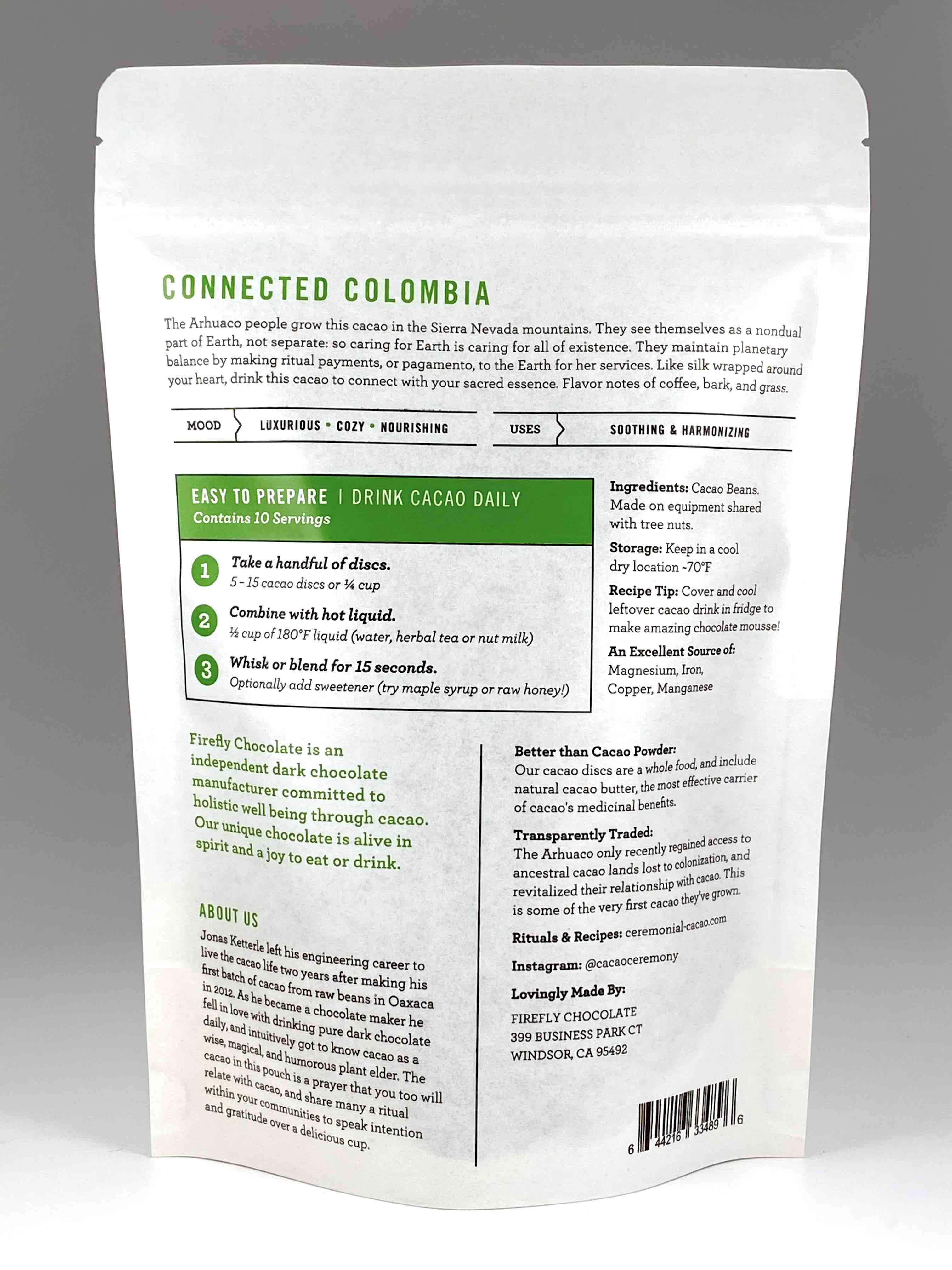 Ceremonial Cacao Discs: Connected Colombia SOLD OUT