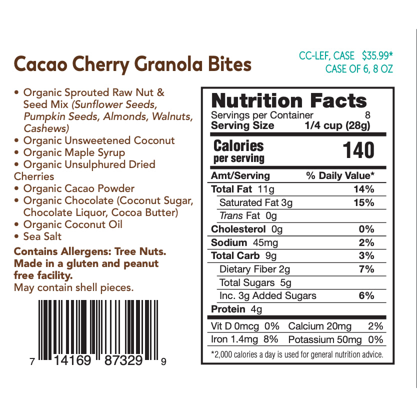 Sprouted, Organic, Grain-Free Granola Bites - Cacao Cherry