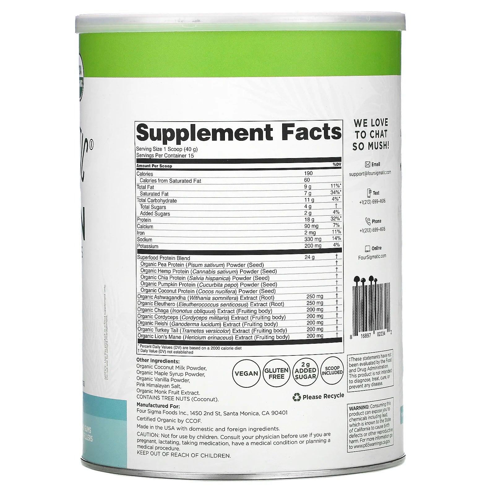 Organic Plant-Based Protein 'Vanilla'